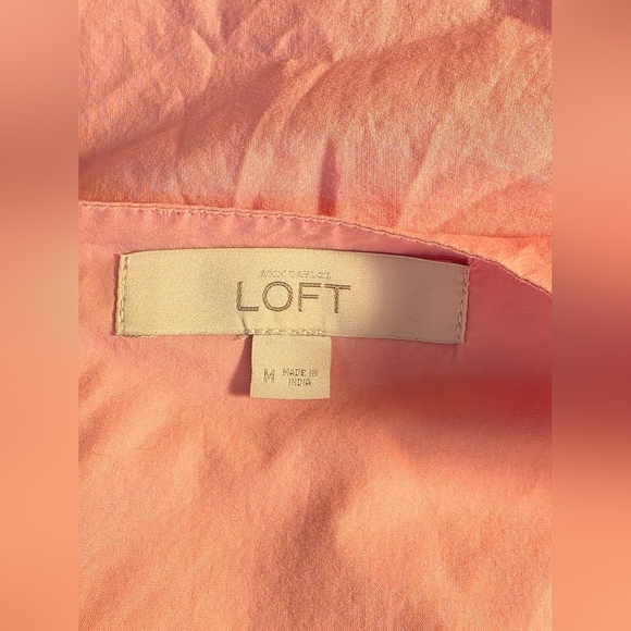 LOFT By Ann Taylor Pink Cold Shoulder Embroidered Peasant Top Size Medium - Picture 5 of 16